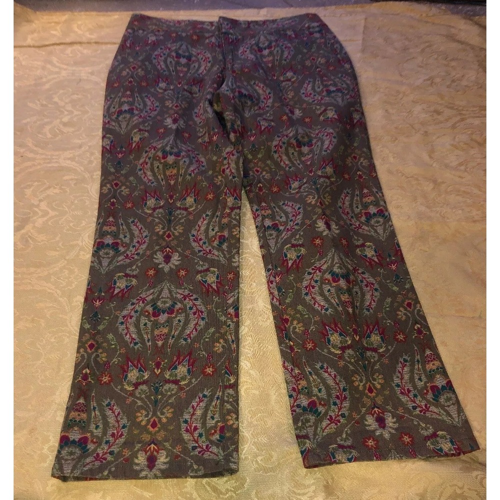 LIZ CLAIBORNE Sz 8 pants womens Audra Brown Pink Multi Ankle Pants